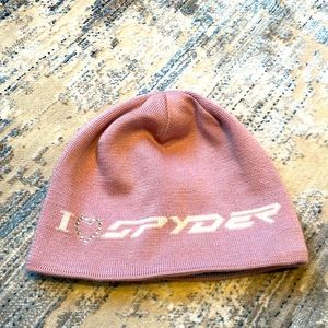 Limited edition spyder rhinestone baby pink beanie